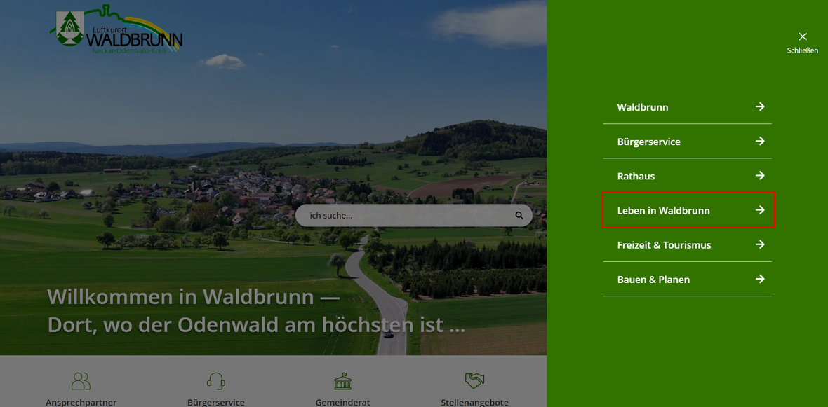 Hauptmenüpunkt Leben in Waldbrunn