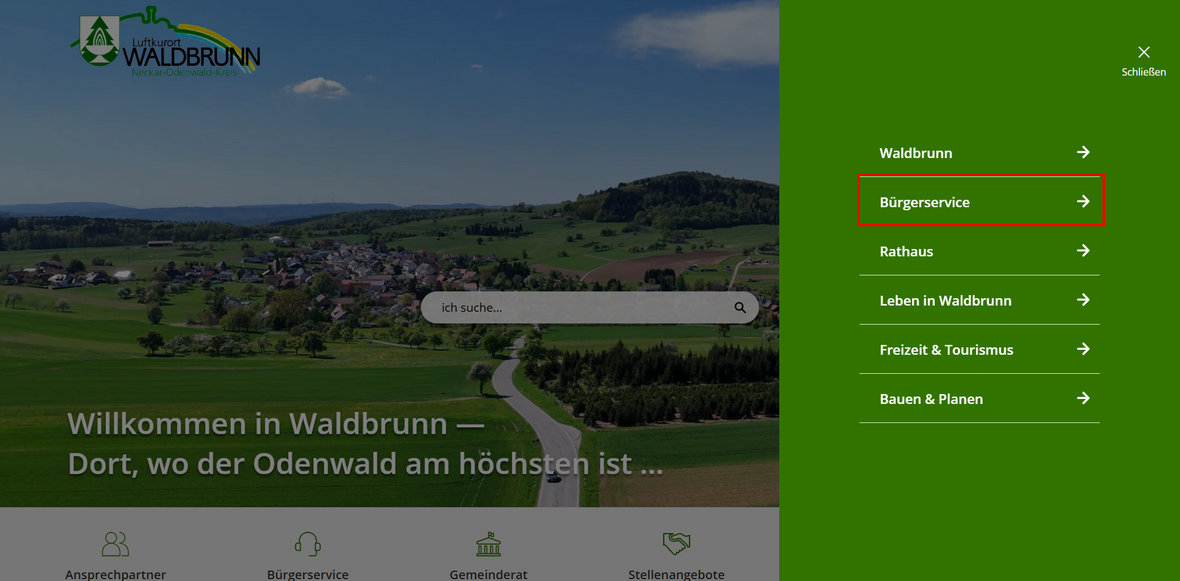 Menüpunkt Bürgerservice