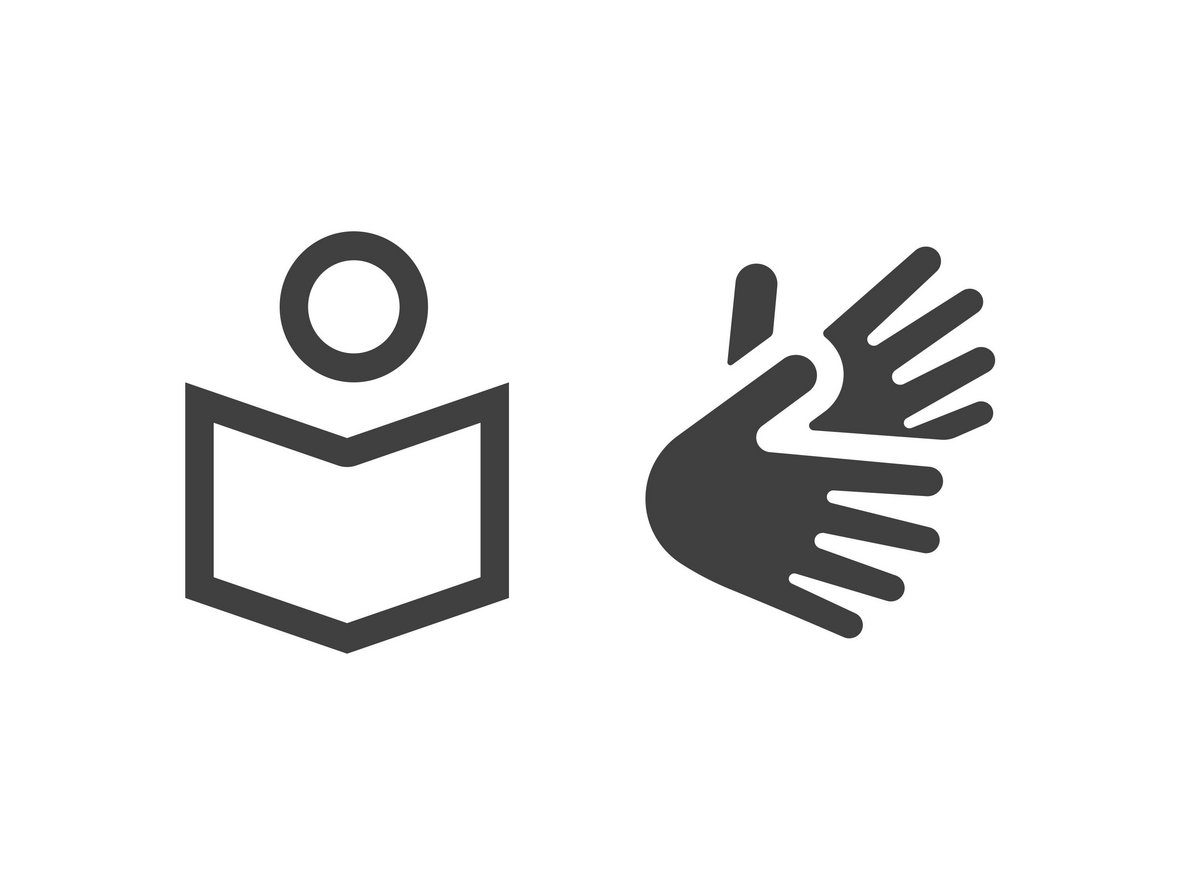 Logos von Leichte Sprache und Gebärdensprache